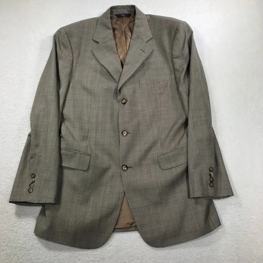 Brooks Brothers Blazer Jacket Men's 40R Wool Houndstooth Plaid 3 Button